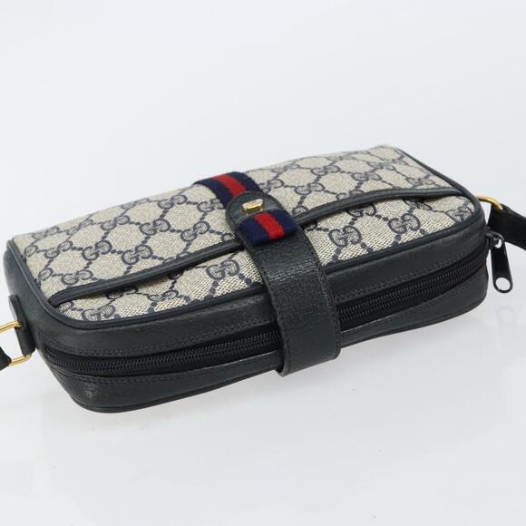 GUCCI GG Supreme Sherry Line Shoulder Bag PVC Navy Gold 89 02 055 Auth 143138 - Picture 6 of 16